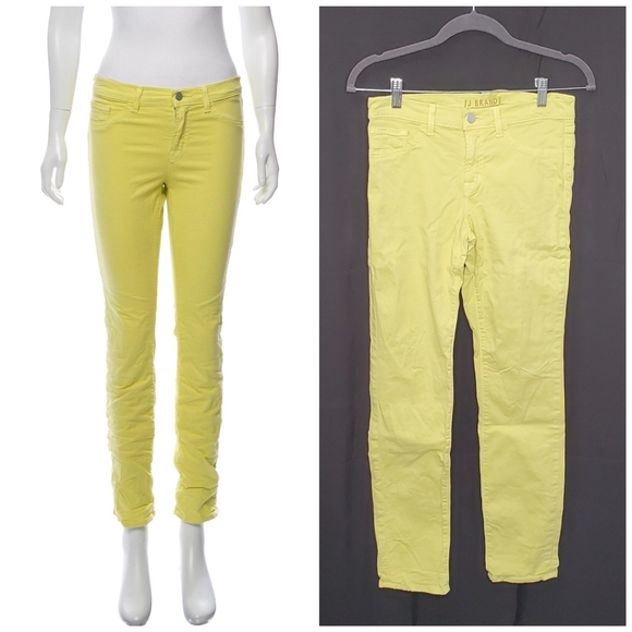 J BRAND Bright Yellow Mid-Rise Skinny Jeans Size 27 Brt Chartr 8011K120 - Picture 1 of 11